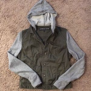 Hooded army green jacket